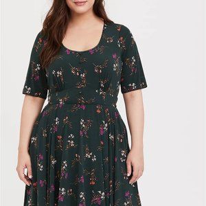 Torrid Floral Studio Knit Button Skater Dress- 4X